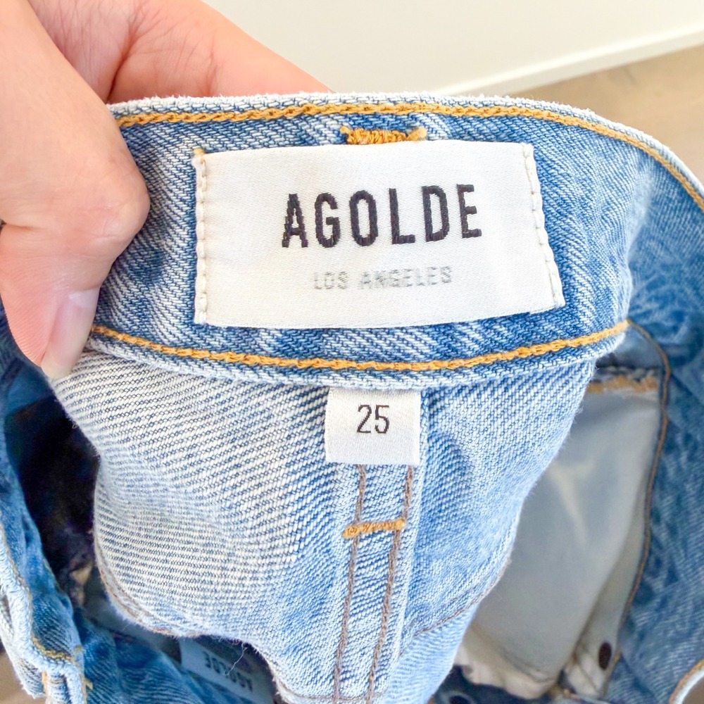 Agolde Parker Long 100% Cotton Denim Boho Preppy Festival Shorts 25 - Picture 5 of 6